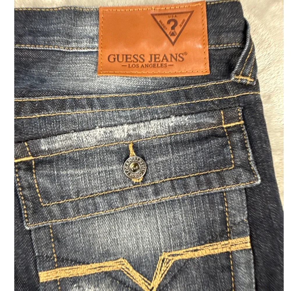 Guess Jeans Mens 32 JM3009RID60 Cabana Wash Dark Distressed NEW
